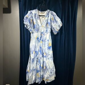 Jessica Simpson Blue and Yellow Floral Maxi Dress